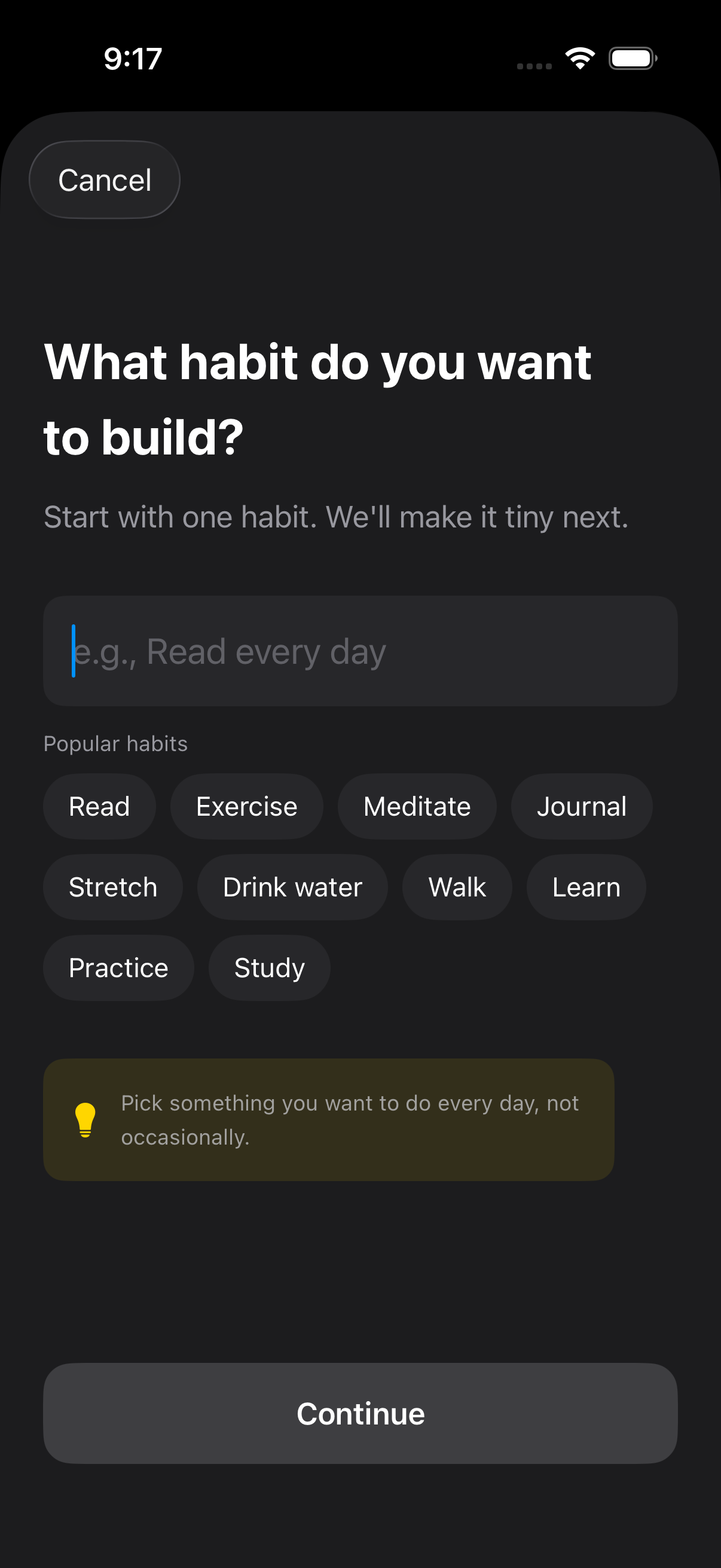 Habit detail view – streak history and cue trigger in Become